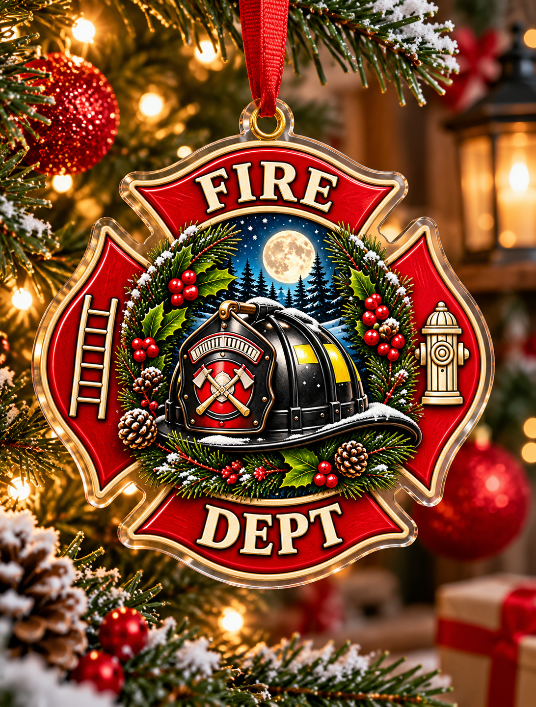 Firefighter Custom Cut Printed Acrylic Ornaments