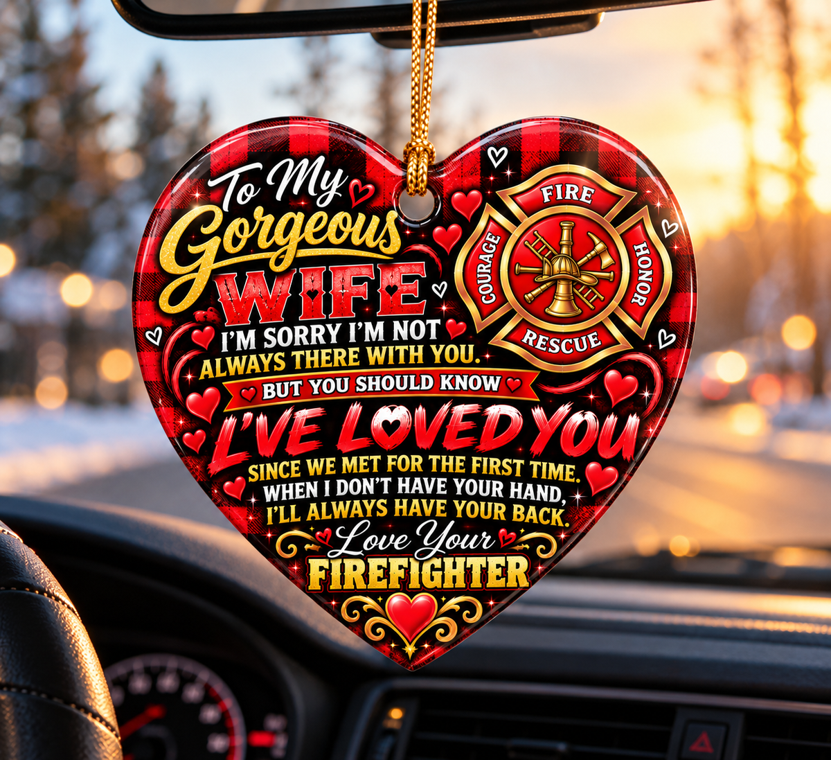 Romantic Firefighter Heart Ornament