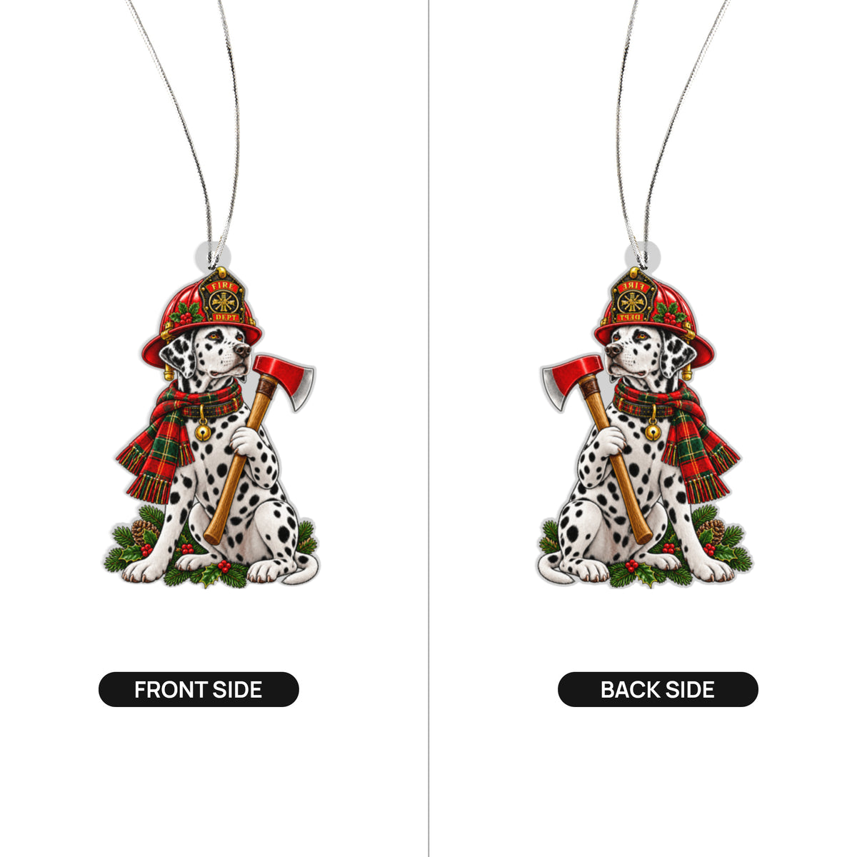 Firefighter Dalmatian Christmas Acrylic Ornament