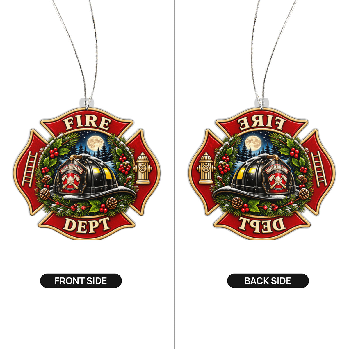 Firefighter Custom Cut Printed Acrylic Ornaments