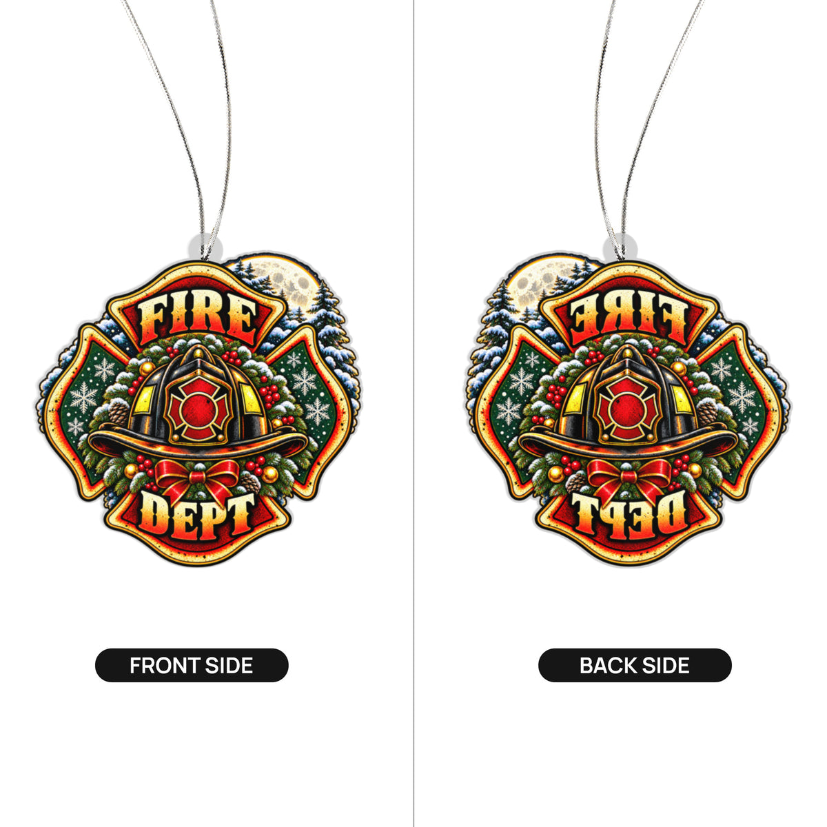 Fire Department Helmet Christmas Acrylic Ornament