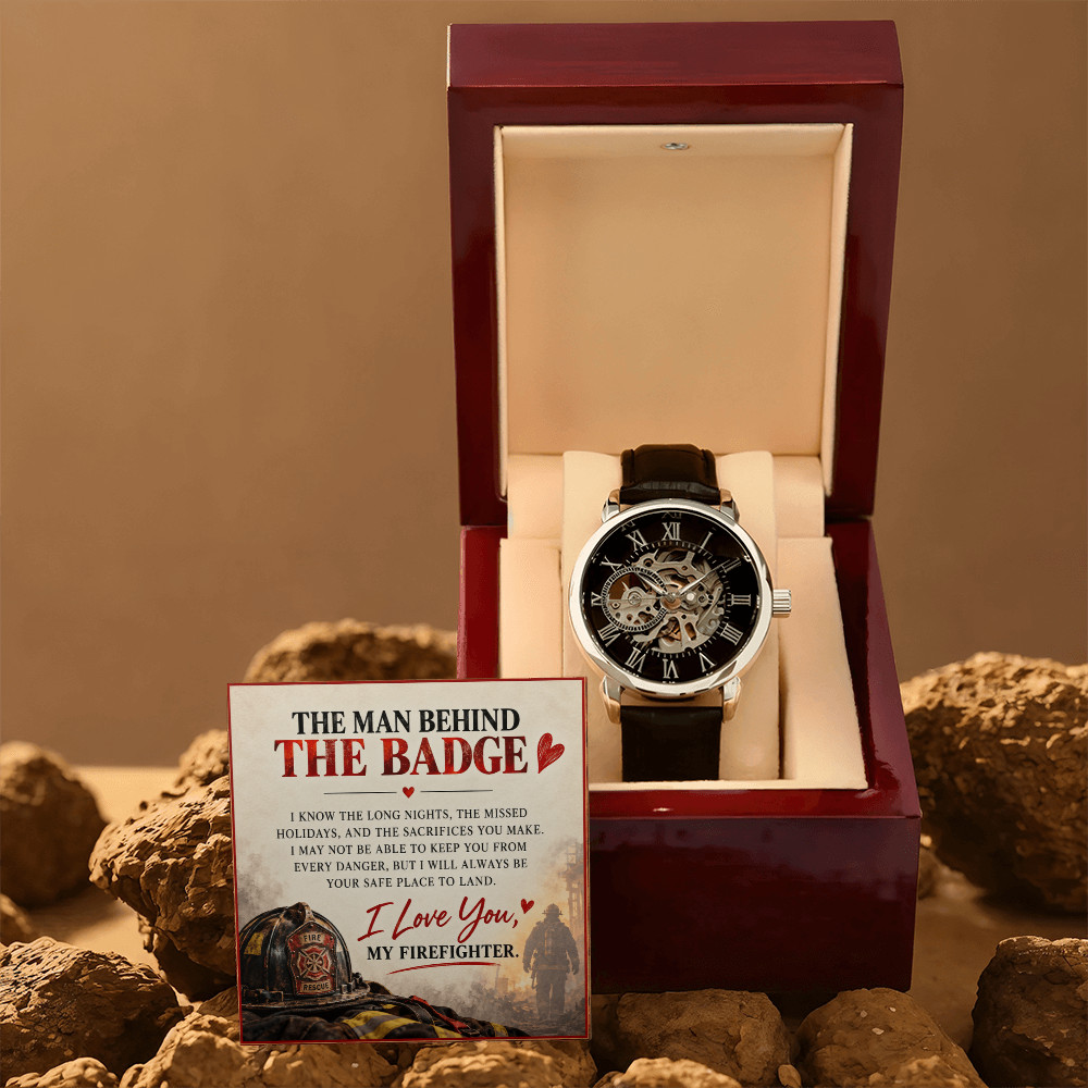The Man Behind the Badge – A Heartfelt Firefighter Husband Love Necklace Gift