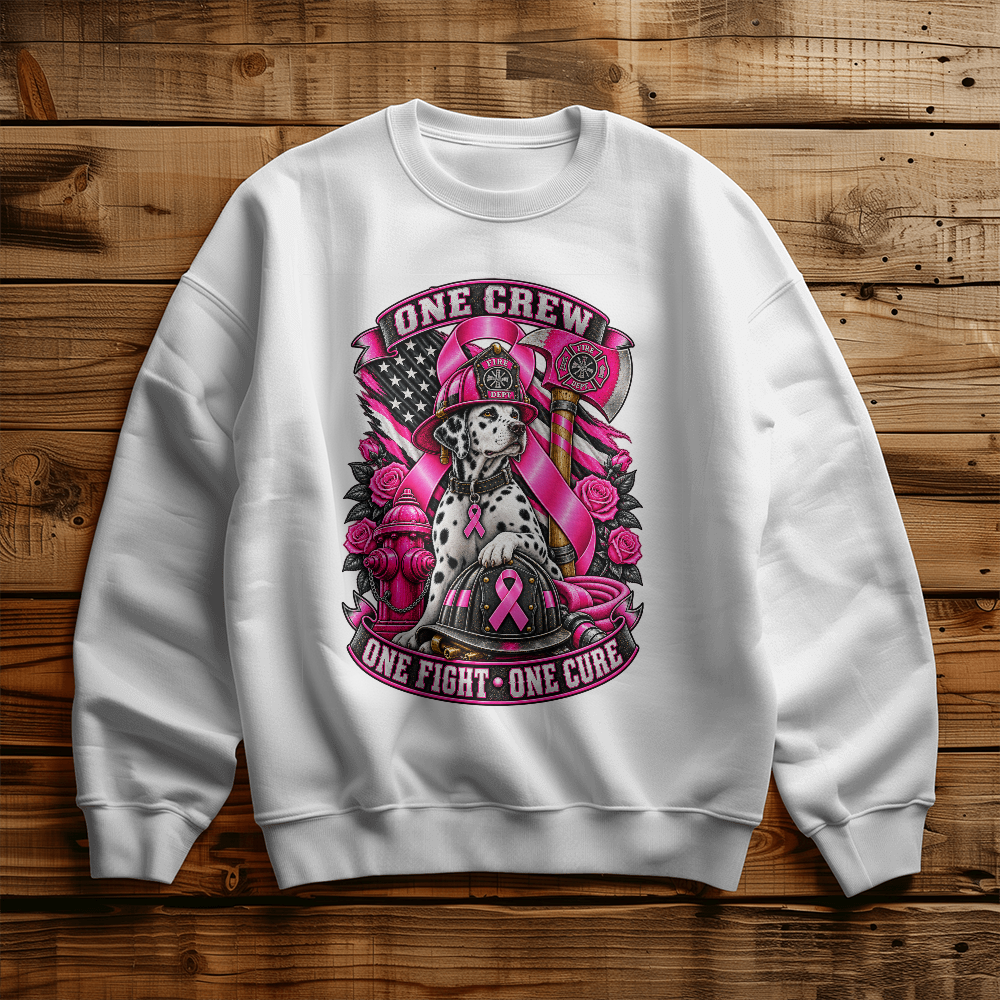 One Crew One Fight One Cure Gildan 18000 Unisex Crewneck Sweatshirt