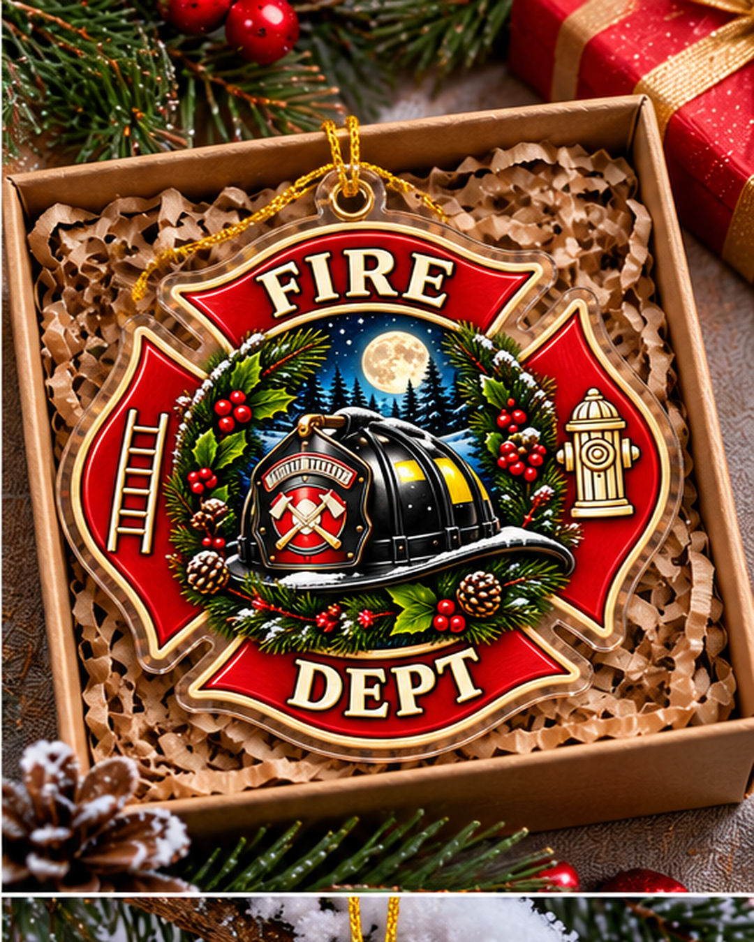 Firefighter Custom Cut Printed Acrylic Ornaments