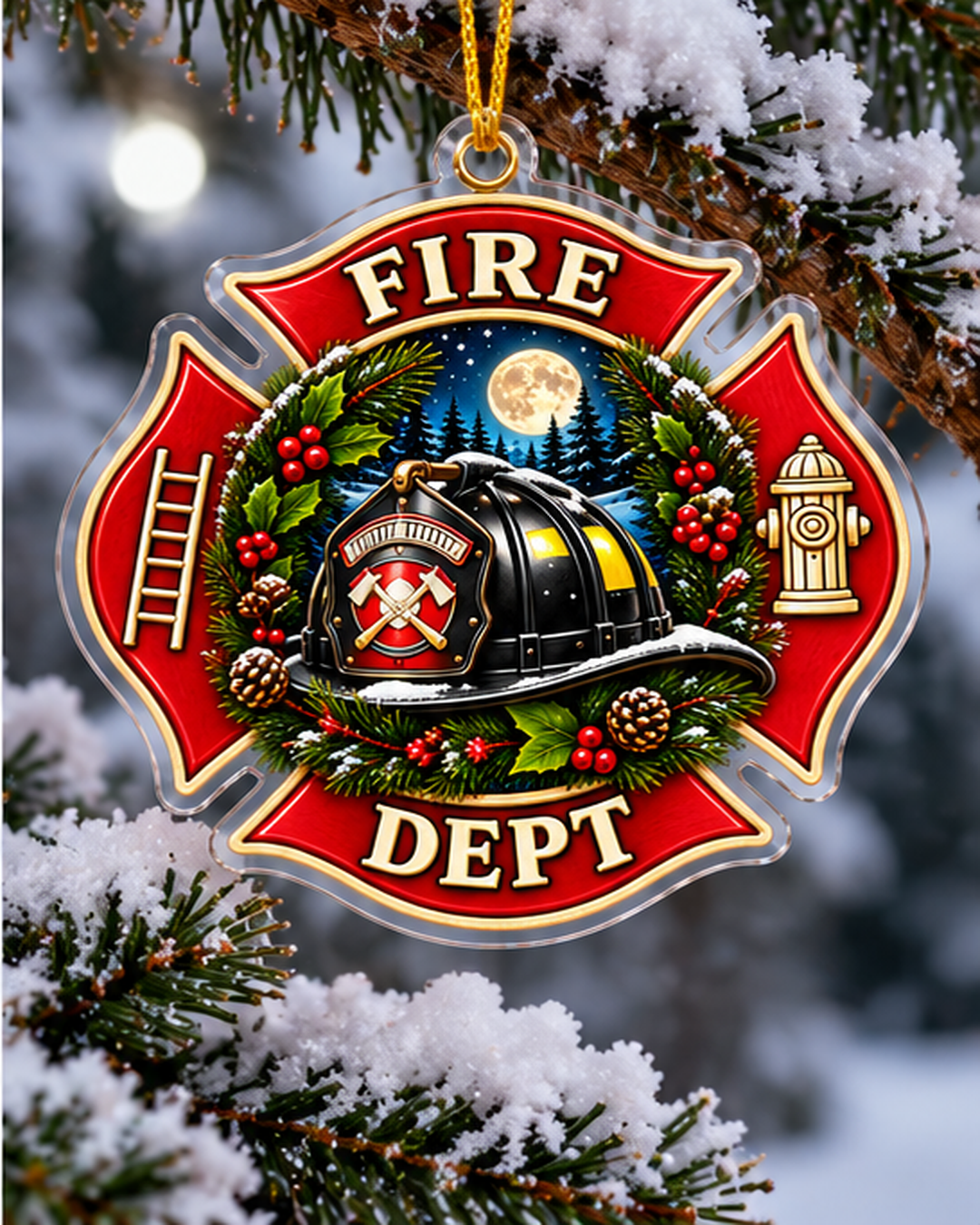 Firefighter Custom Cut Printed Acrylic Ornaments