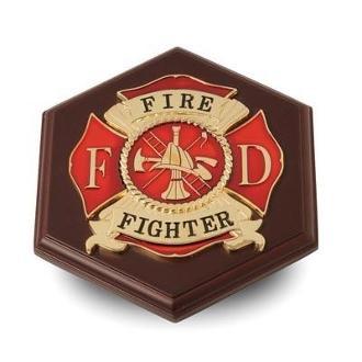 Firefighter Medallion Paperweight, Six-sided Hexagon