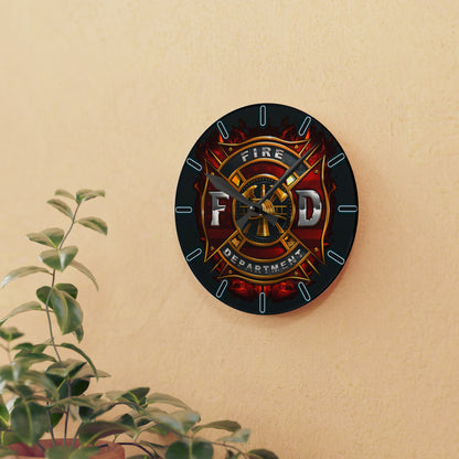 Firefighter Acrylic Wall Clock