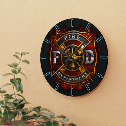 Firefighter Acrylic Wall Clock