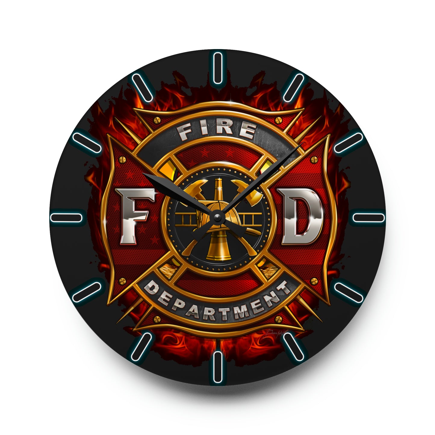 Firefighter Acrylic Wall Clock