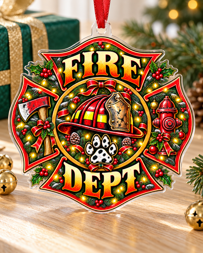 Firefighter Helmet & Wreath Ornament