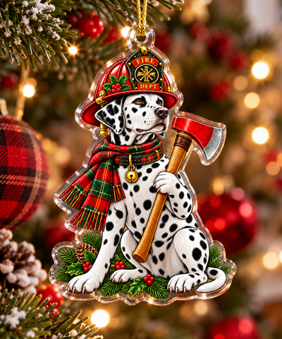 Firefighter Dalmatian Christmas Acrylic Ornament