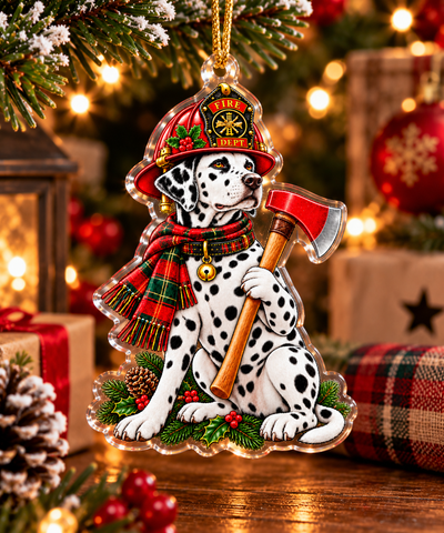 Firefighter Dalmatian Christmas Acrylic Ornament