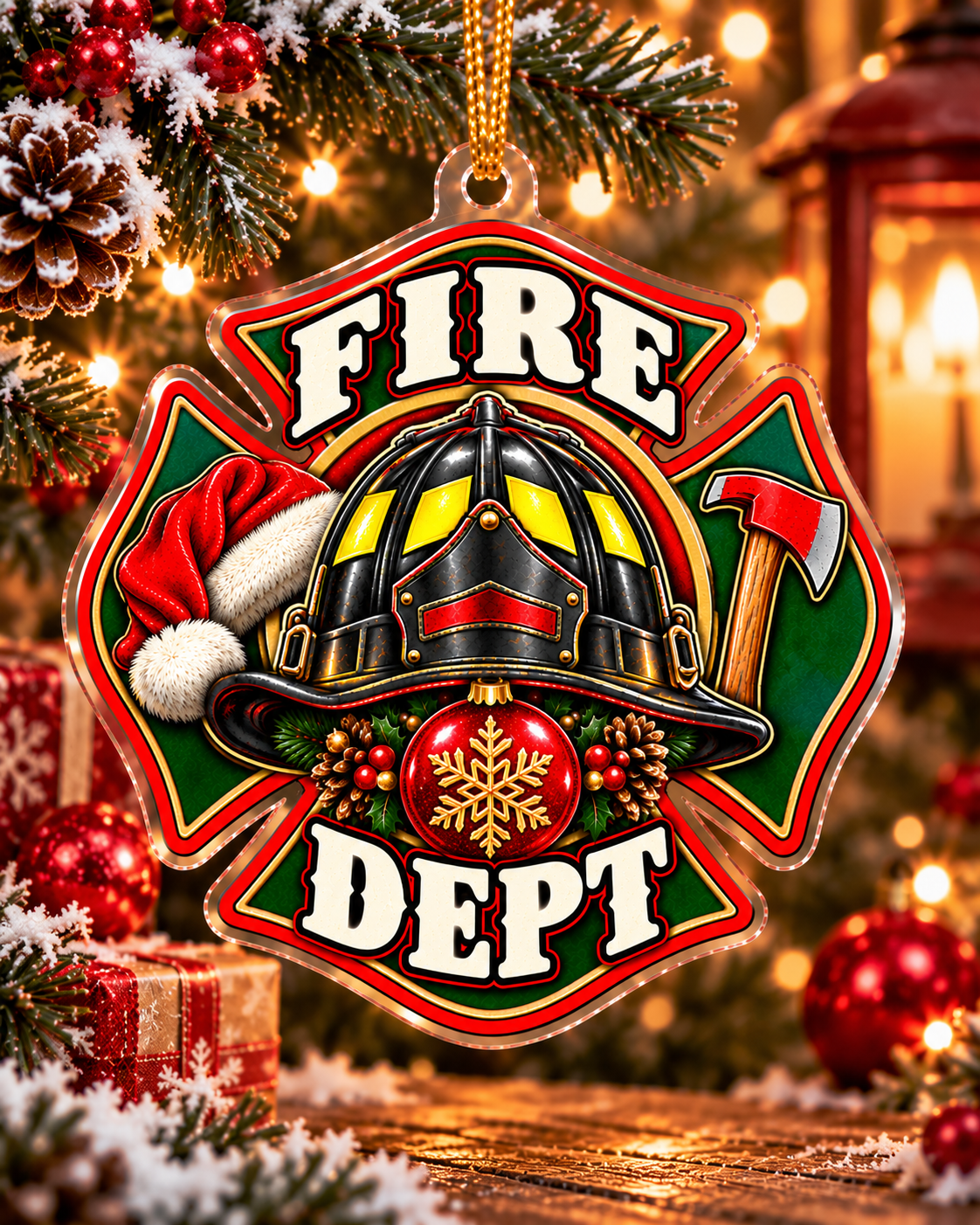 Firefighter Christmas Helmet Ornament