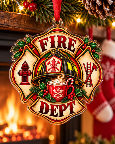 Festive Fire Department Acrylic Ornament