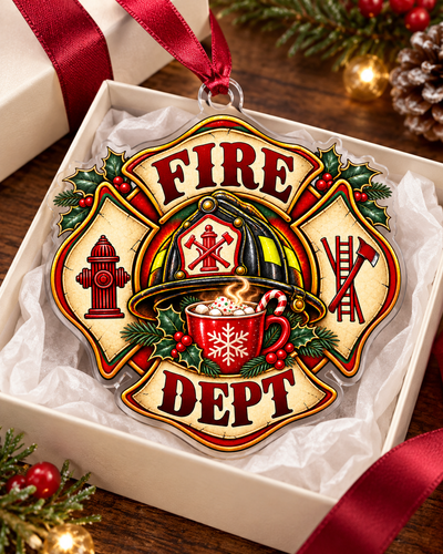 Festive Fire Department Acrylic Ornament