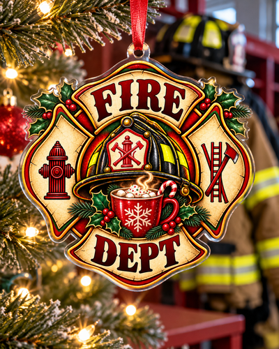 Festive Fire Department Acrylic Ornament