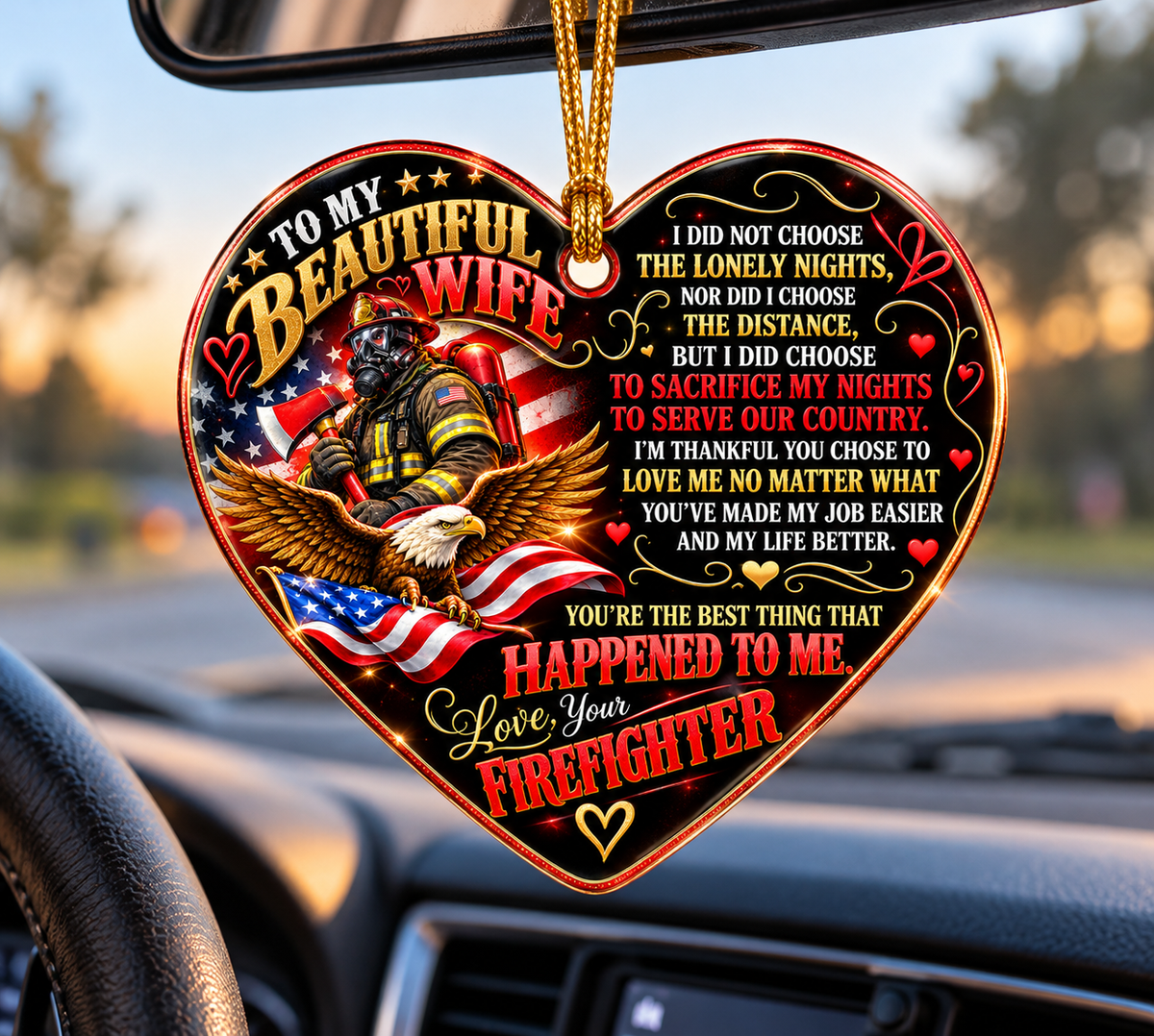 Romantic Firefighter Heart Ornament