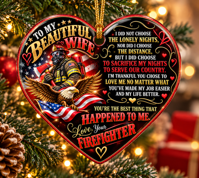Romantic Firefighter Heart Ornament