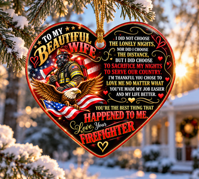 Romantic Firefighter Heart Ornament