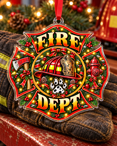 Firefighter Helmet & Wreath Ornament