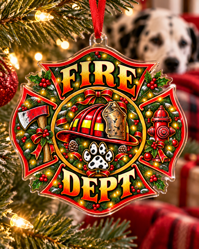 Firefighter Helmet & Wreath Ornament