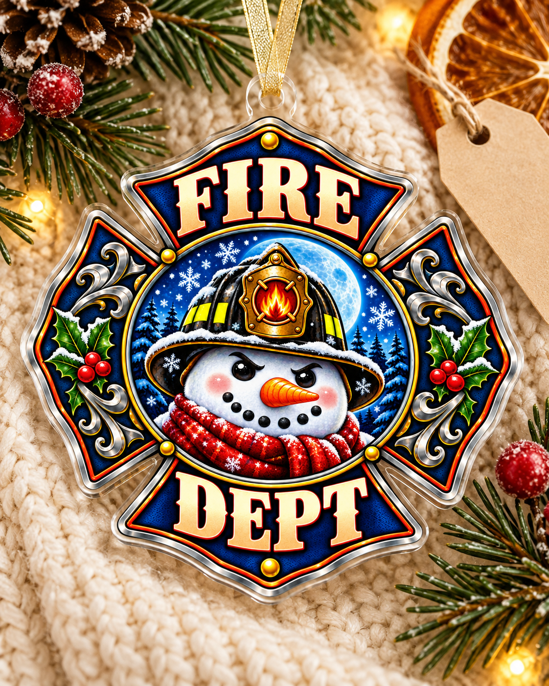 Christmas Courage Firefighter Ornament