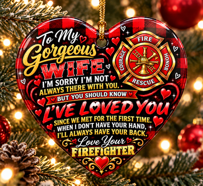 Romantic Firefighter Heart Ornament