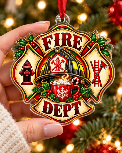 Festive Fire Department Acrylic Ornament