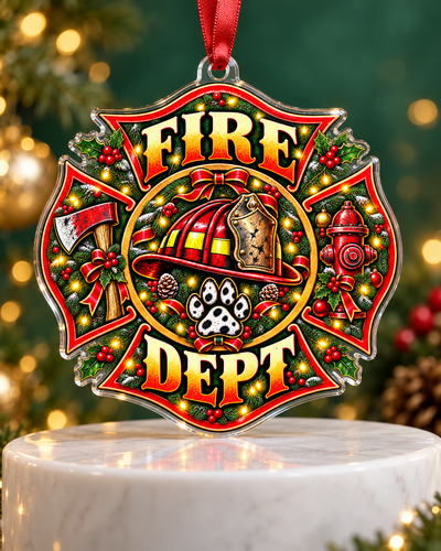 Firefighter Helmet & Wreath Ornament