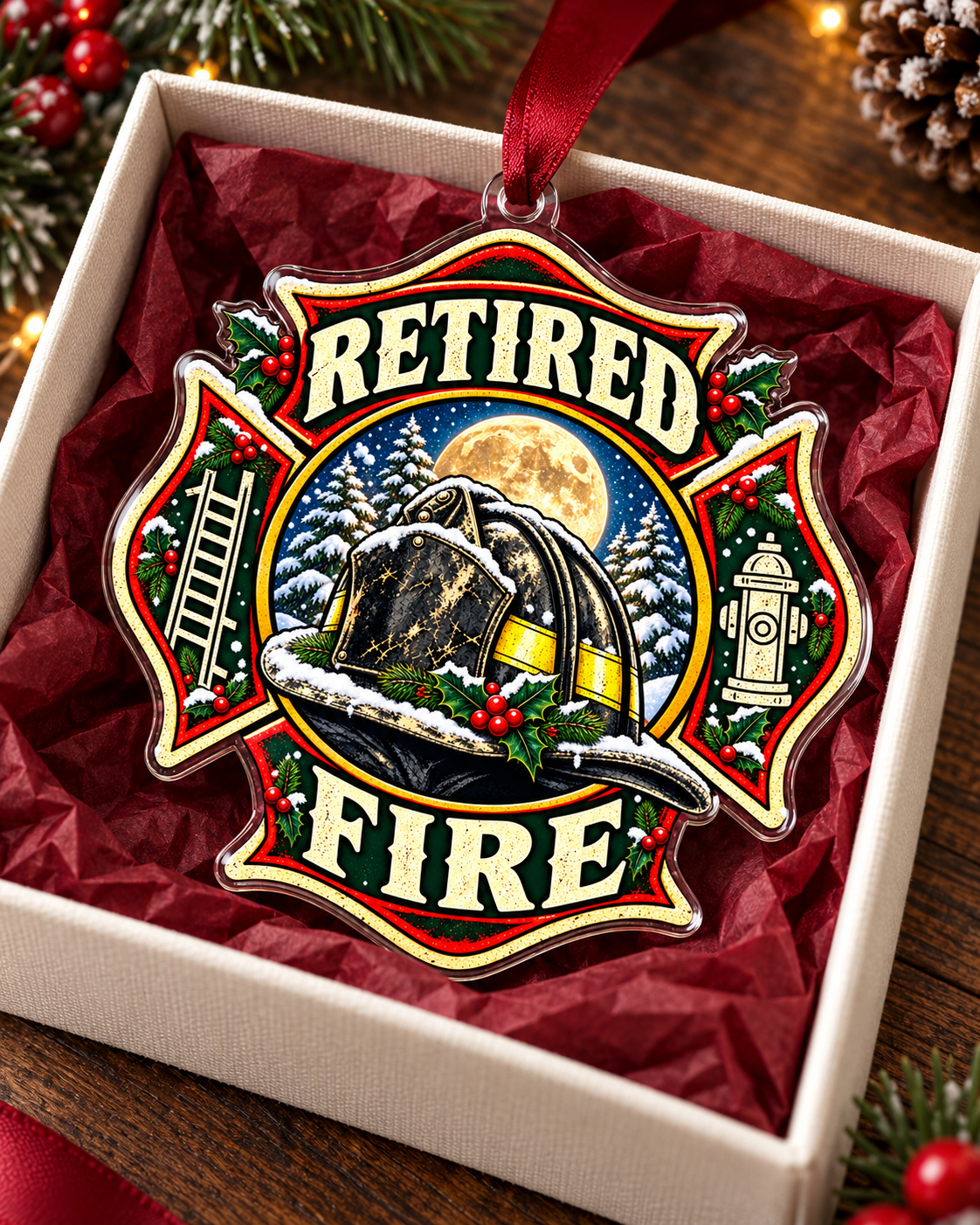 Maltese Cross Christmas Acrylic Ornament