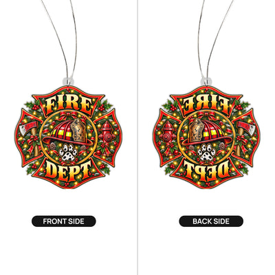 Firefighter Helmet & Wreath Ornament