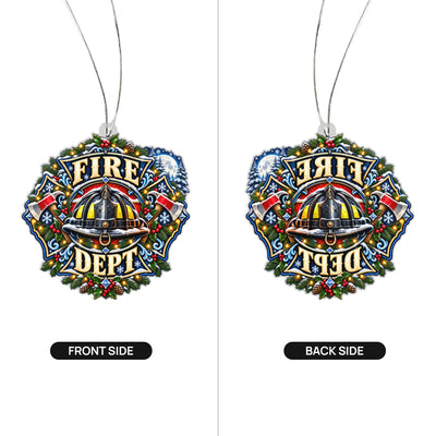 Winter Moon Firefighter Helmet Ornament