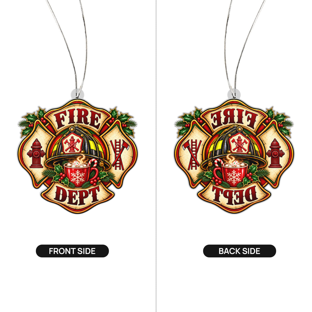 Festive Fire Department Acrylic Ornament