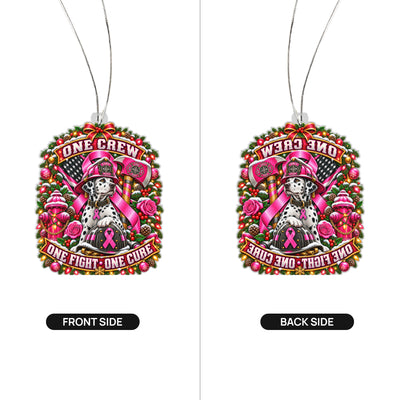 One Crew One Fight One Cure firefighter ornament - size and product details
