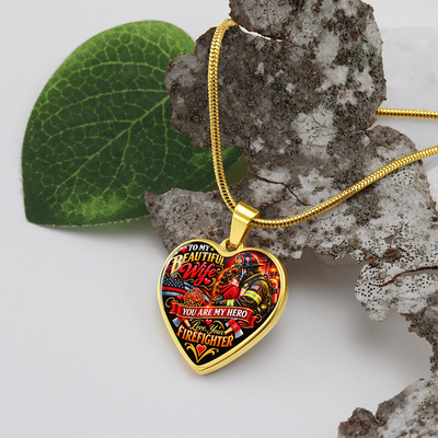 Firefighter Wife Heart Necklace – "You Are My Hero" Gift From Firefighter Husband