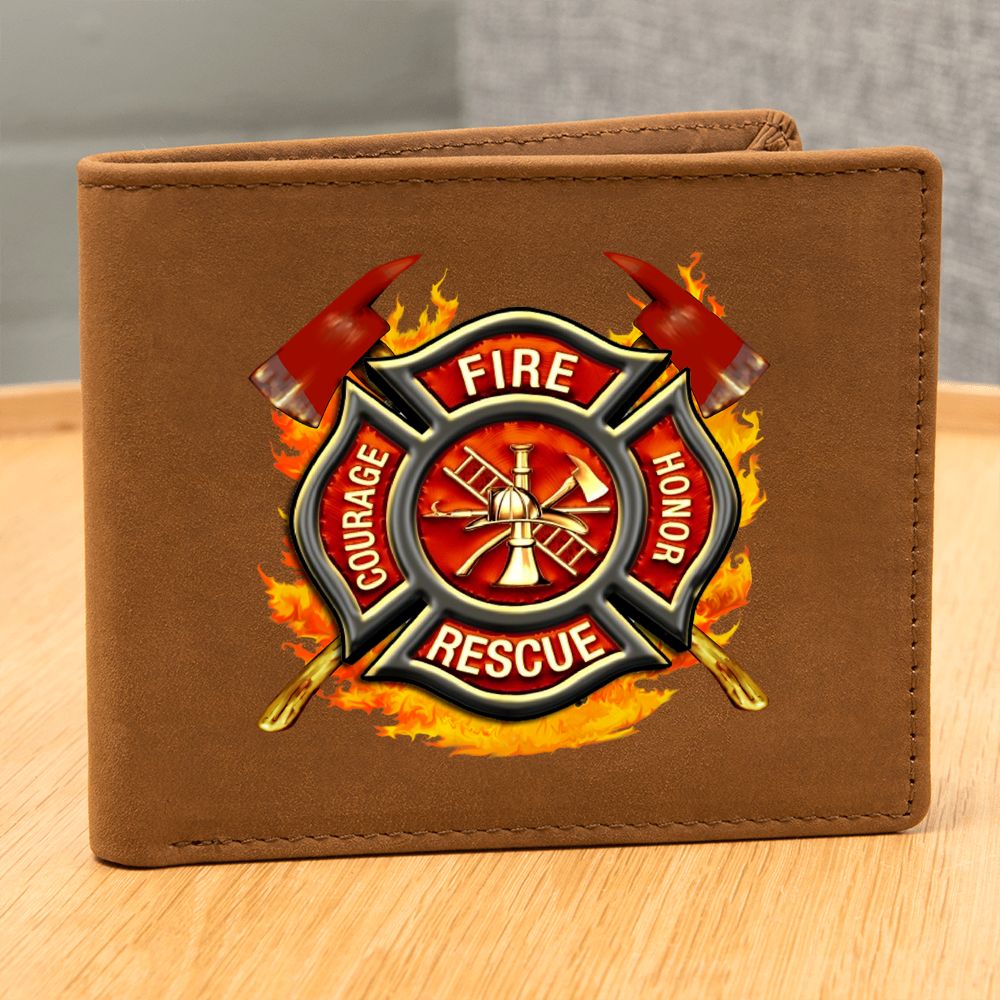 Proud Firefighter leather money bag