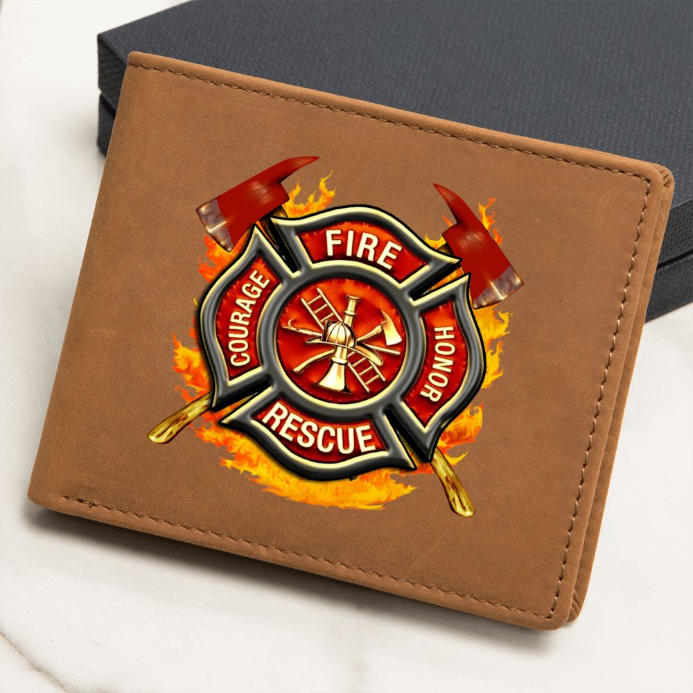 Proud Firefighter leather money bag