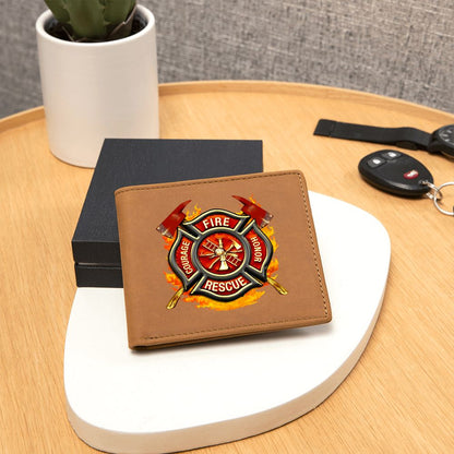 Proud Firefighter leather money bag