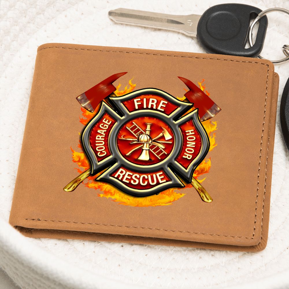 Proud Firefighter leather money bag
