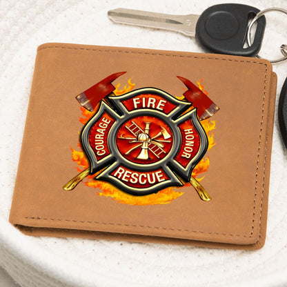 Proud Firefighter leather money bag