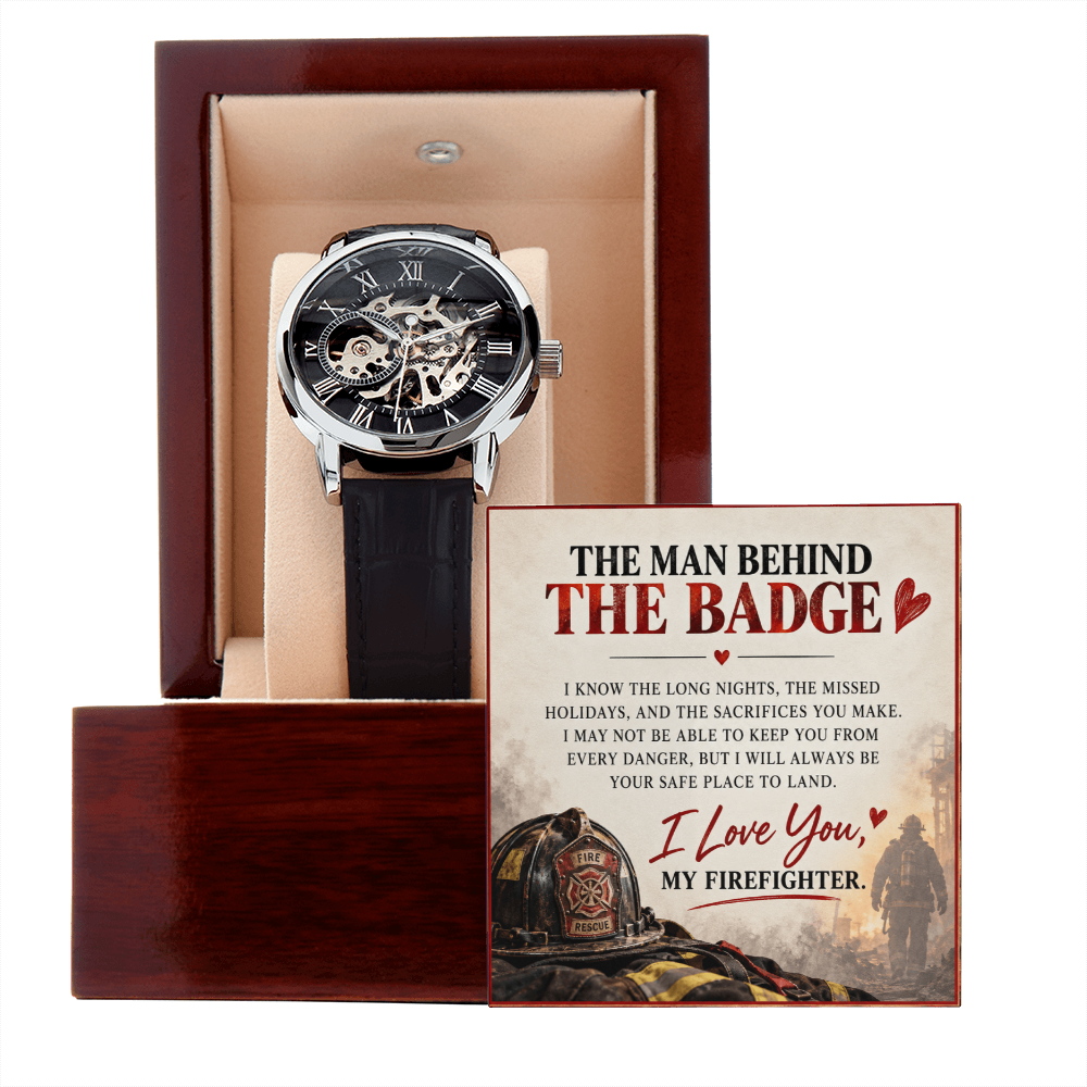 The Man Behind the Badge – A Heartfelt Firefighter Husband Love Necklace Gift