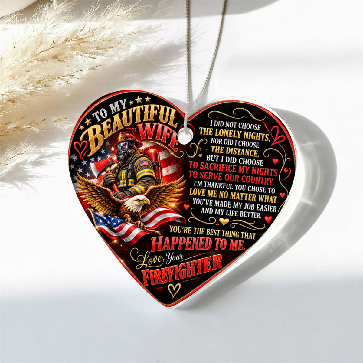 Romantic Firefighter Heart Ornament