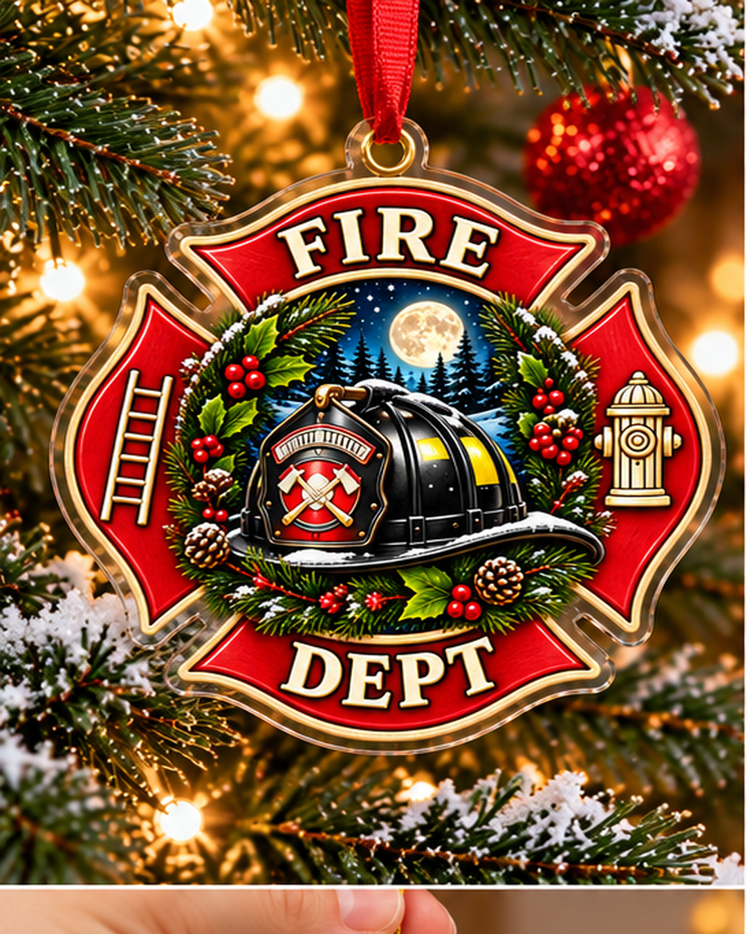 Firefighter Custom Cut Printed Acrylic Ornaments
