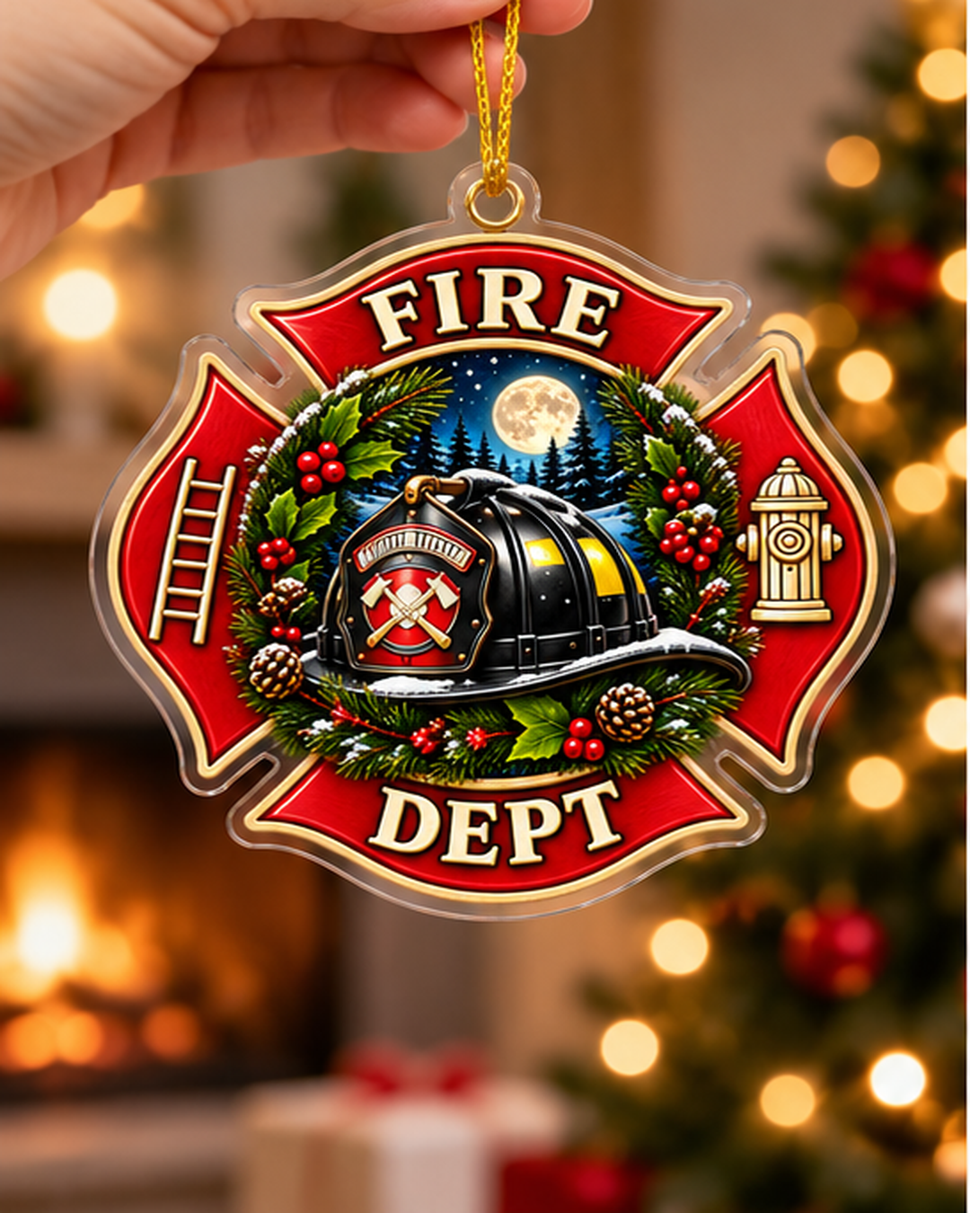 Firefighter Custom Cut Printed Acrylic Ornaments